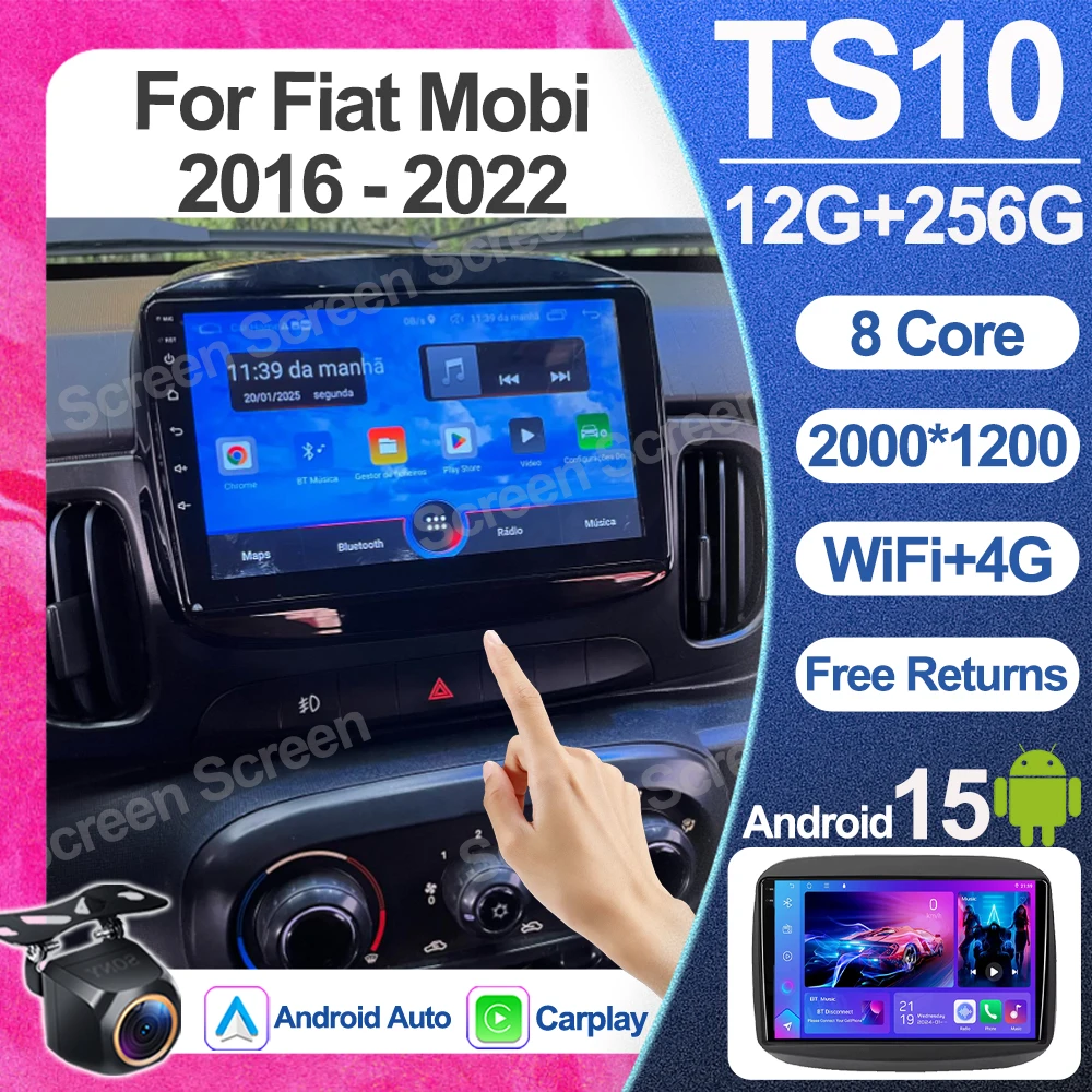 Radio Multimedia para Auto Android 16 para Fiat Mobi 2016 2017 2018-2022, Reproductor de Video, Bluetooth, GPS, Navegación, Mirror Link, Pantalla Táctil
