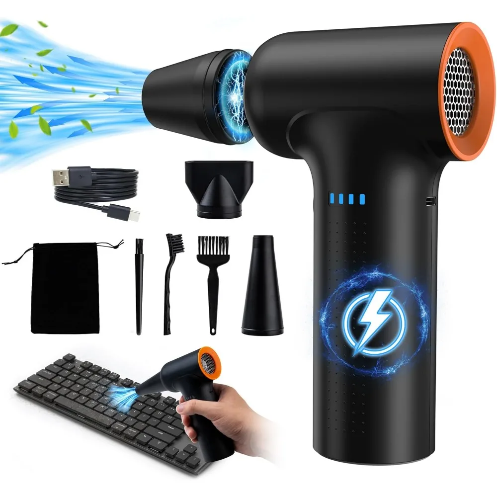 Compressed Air Duster, 300000RPM Electric, 3-Gear, 10000mAh Rechargeable, Turbo Fan for PC, Car Electronics