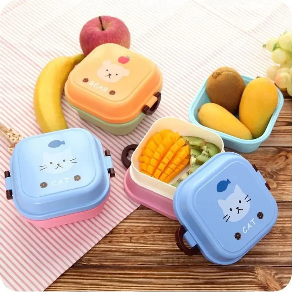 Children's Mini Cute Cartoon Food Storage Box School Portable Lunch Box Plastic Food Grade Student Gift Small Camping Cook Set view 5