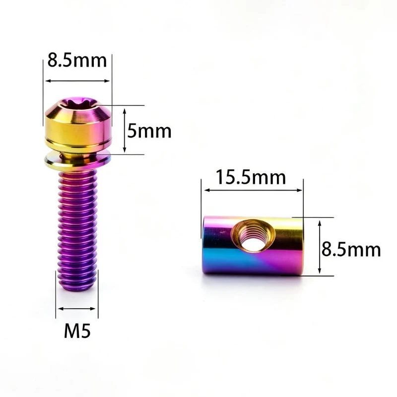 Titanium Alloy Bicycle Seatpost Mounting Bolts M5x16/18mm Screws+Nuts+Washers Fork Lock Nuts Suitable for Bicycle Modifications