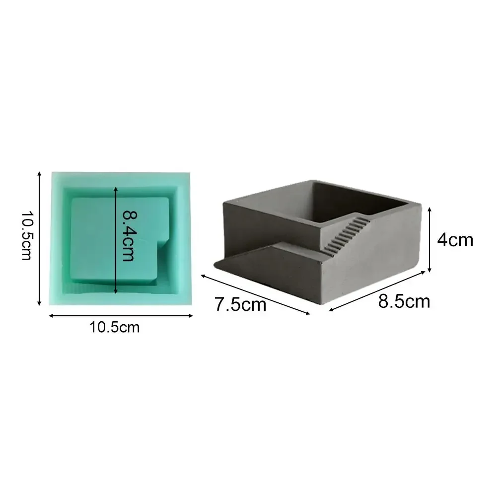 DIY silicone mold Concrete Square with stairs flower desktop moss bonsai cement multi-flower pots  mould handmade