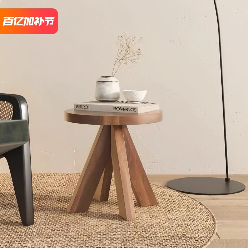 단단한 나무 라운드 커피 테이블 미니멀리스트 티 데스크 일본식 사이드 테이블 거실 라운지 코너 독서 장식