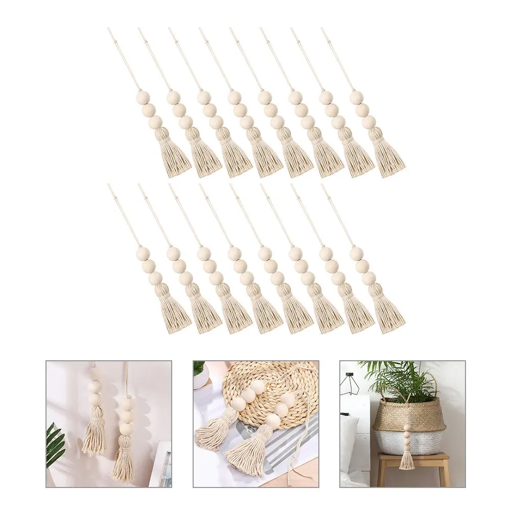 

16 шт. деревянных бусин для подвесного декора, гирлянда из деревянных бусин в деревенском стиле для украшения дома, стен, дверей, окон, DIY декор, товары для вечеринок