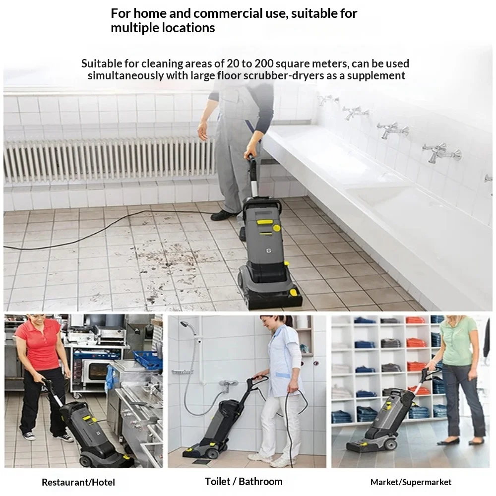 Hand Push Floor Scrubber Dryer 3-in-1 Industrial Commercial Cleaning Machine Sweep Wash Mop For Warehouse, Workshop And Property