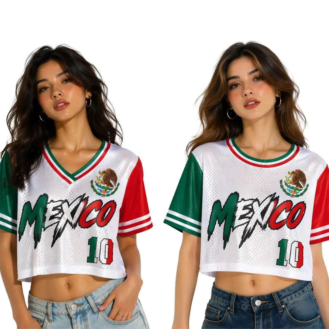 Mexico Crop Top Football Jersey Personalized, Custom Name Number Soccer Fan Shirt Women