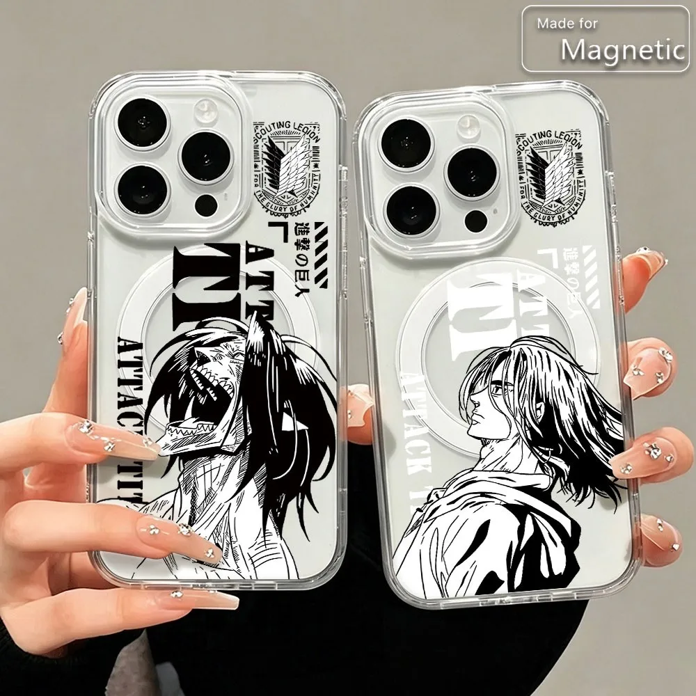 A-Attack on Titans Magnetic Phone Case for Samsung Galaxy S25 S24 S23 S22 S21 S20 FE Edge Plus Ultra 5G Soft Clear TPU Cover