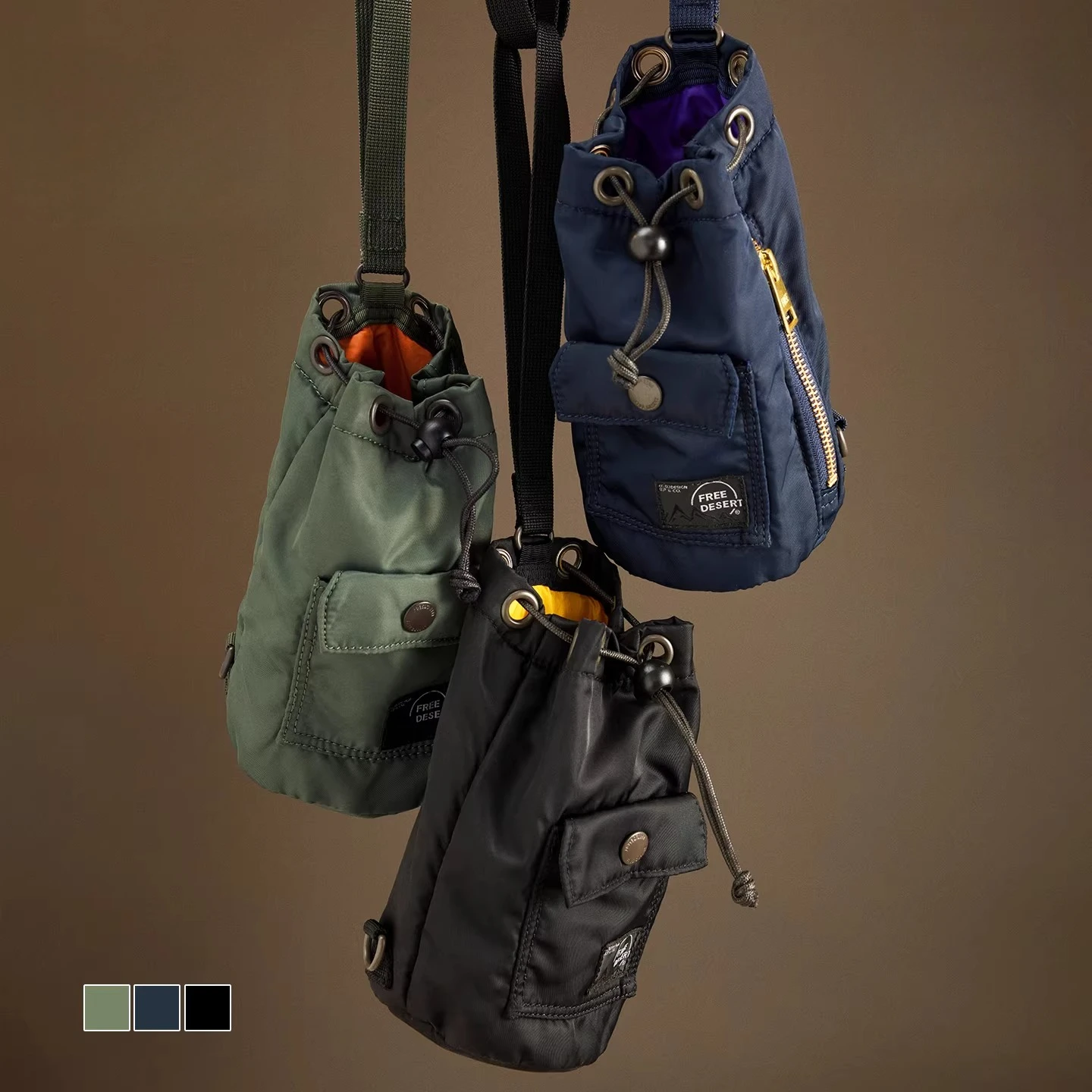 

Сумка-ведро Yoshida TANKER: водоотталкивающая, нейлоновая, повседневная, через плечо, маленькая, многофункциональная, поясная сумка