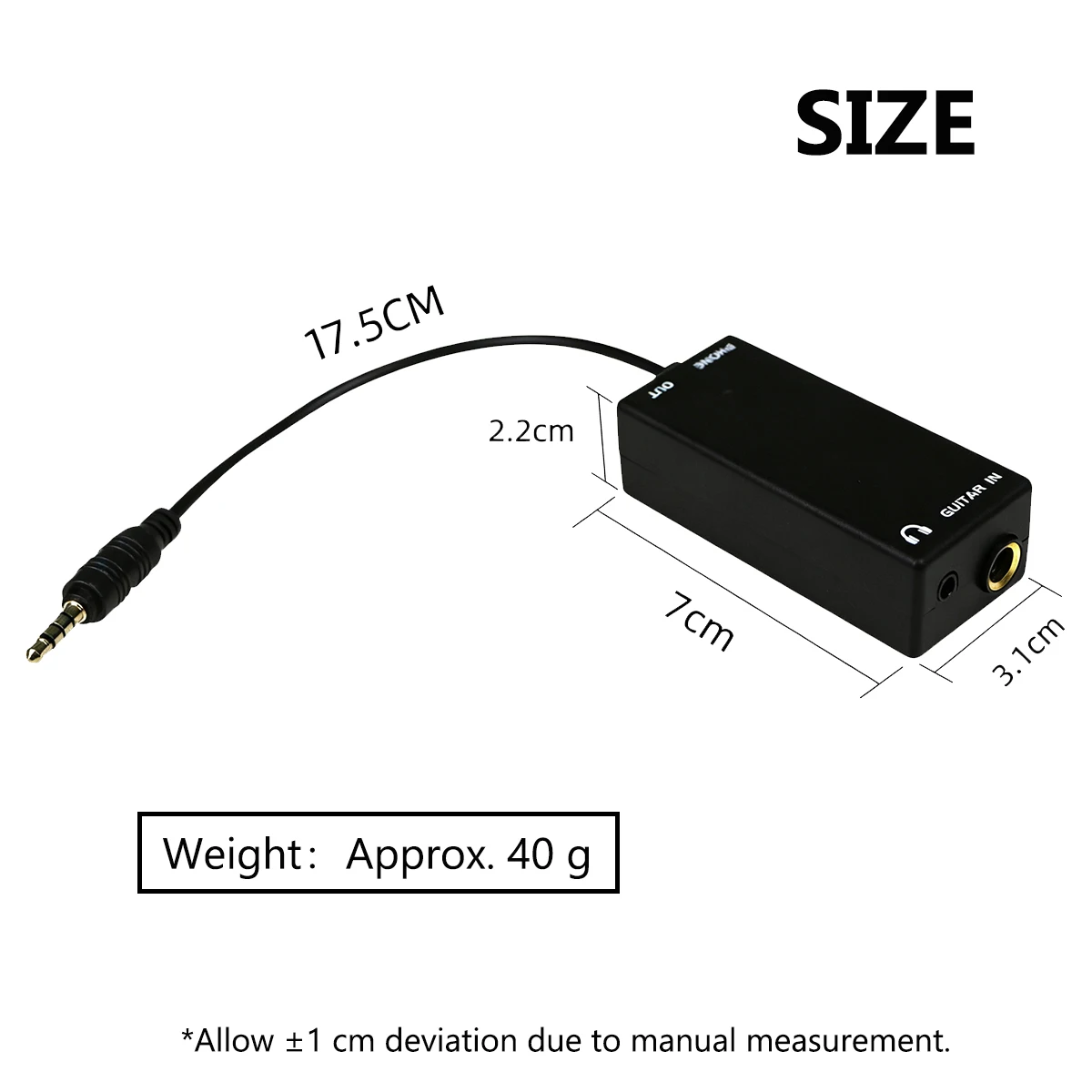 Miwayer Guitar Recording Interface – Plug Guitar into Phone, 6.35mm to 3.5mm, Works with Effects Processors/Tuners/Recorders