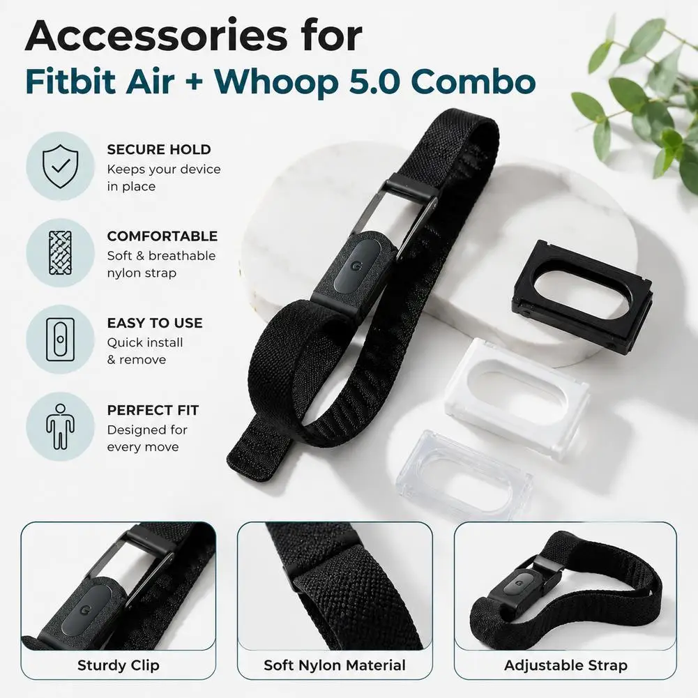 Dual Tracking Adapter Mount For Whoop 5.0 And Fitbit Air Wristband Dual Device Tracker Bracket Secure Snap-On Accessory