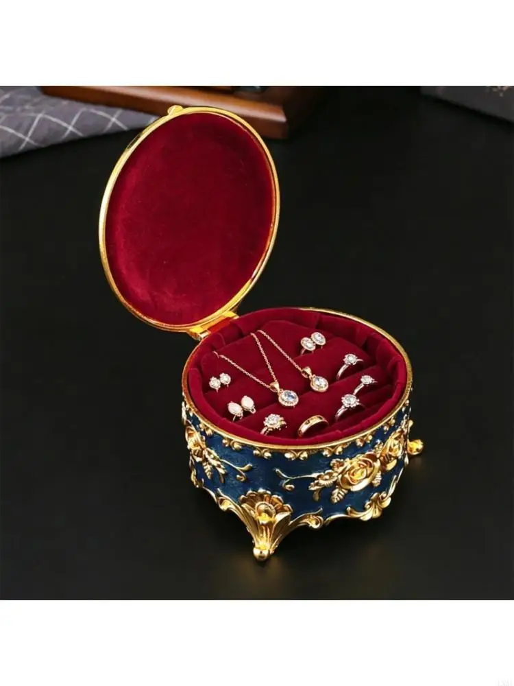  Handcrafted Enamel Metal Jewelry Storage Box With Vintage Floral Designs