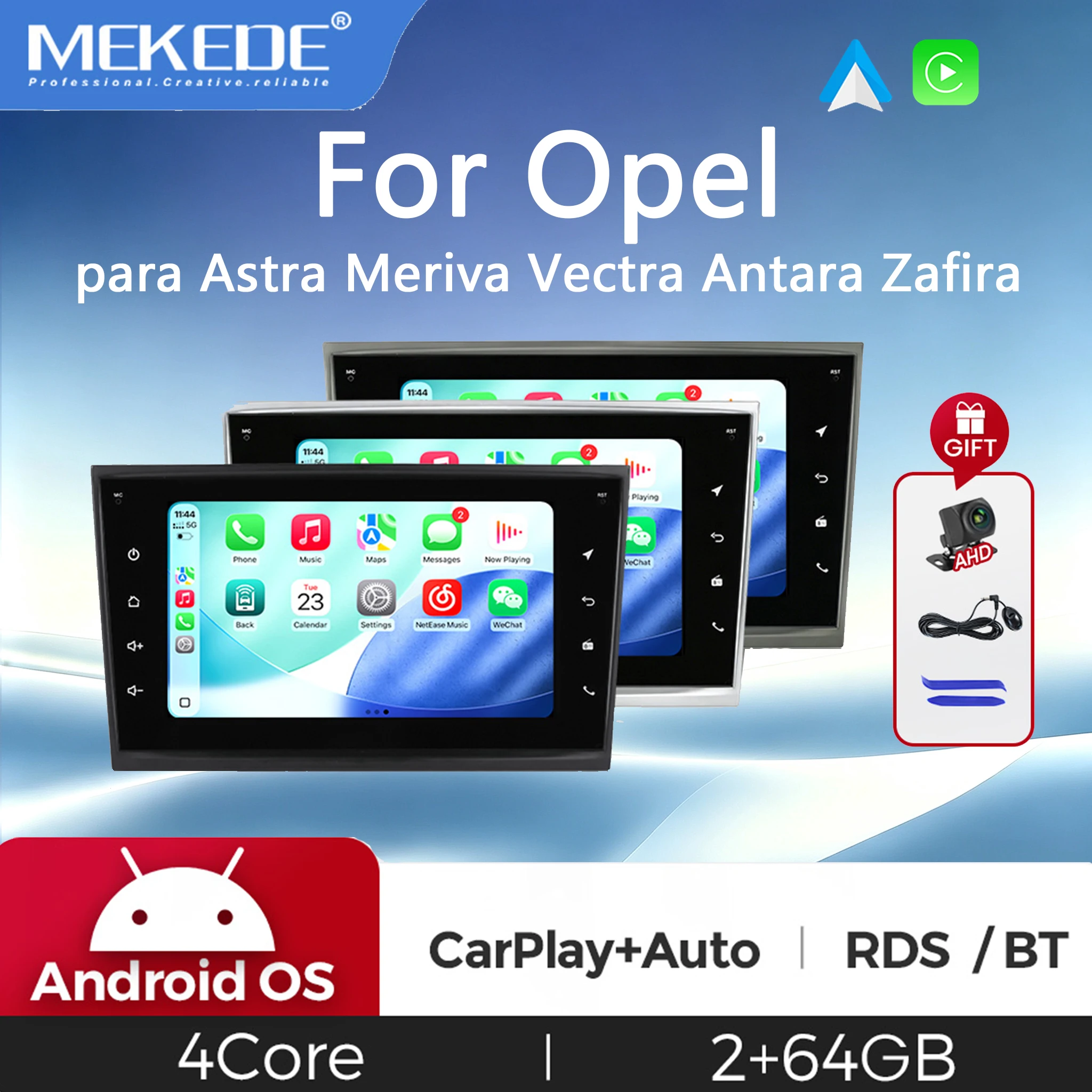 MEKEDE, disponibile in magazzino nell'UE, autoradio Android con schermo da 1024*600, 7 pollici, per Opel Astra H, G, J, Zafira B, Corsa C, D, Antara, Vectra, Vivaro, con Carplay wireless, sistema