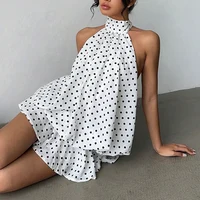 French Style Solid Color Halter Dress Women Sleeveless Off Shoulder Backless A Line Mini Dress Spicy Girl Beach Vacation Dresses - Image 3