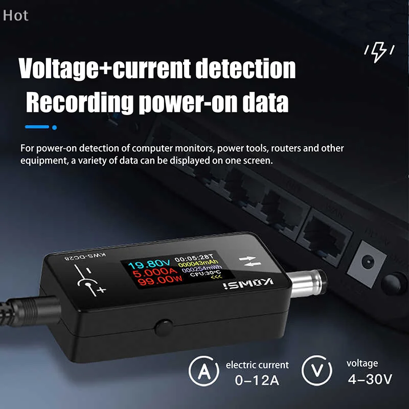 KWS-DC28 0.96 Inch TFT HD Digital Display DC 5.5*2.5 Interface Tester Voltage Ammeter Power Meter Multi In One Display