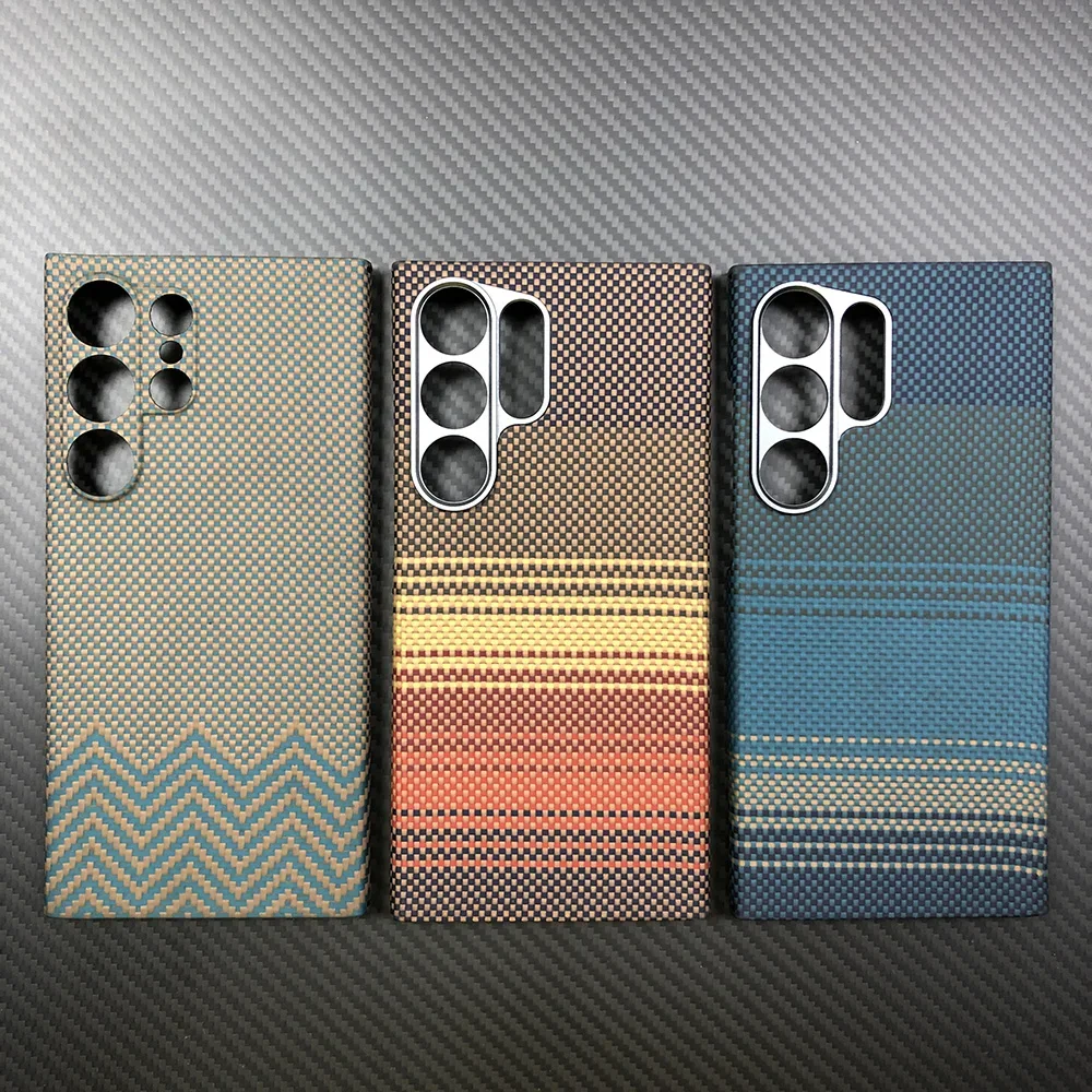 Phone colorful case for Samsung Galaxy S24 Ultra s24u Aramid Carbon Fiber case Geometric lightweight Thin Non-Slip Luxury case