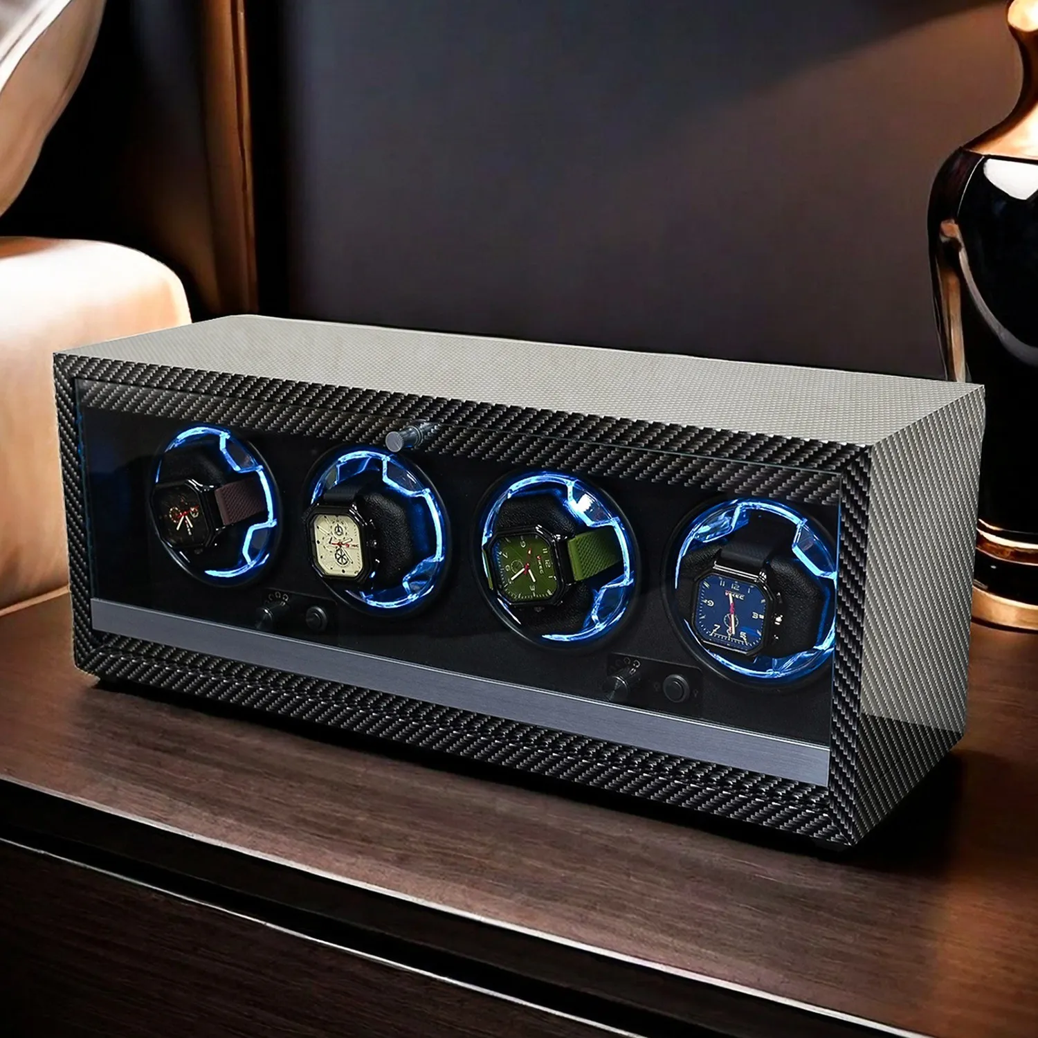 Lorvo Wooden Watch Winder for  Watches Automatic Mechanical Watch Rotator Silent Motor Storage Box