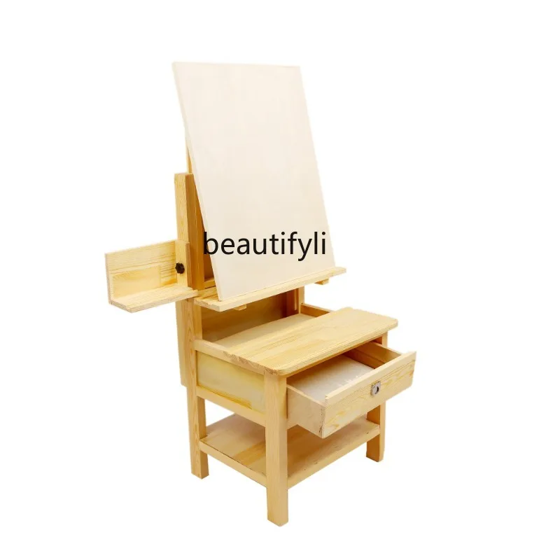 

zq Desktop for Art Students Only Bracket Wooden Children's Sketch Easel Painting Table and Stool