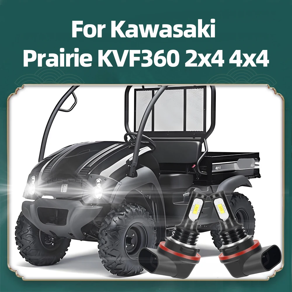2Pcs LED Bulbs For Kawasaki Prairie KVF360 2x4 4x4 Led Headlight 3 Pins 6000K Super Bright CSP 3570 Chips 12V Plug-N-Play
