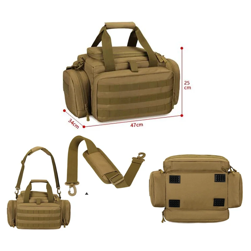 Tactical Range Bag Outdoor Training Shooting Molle Gun Bag Climbing Hiking Camping Shoulder Crossbody Bag Large Capacity Handbag