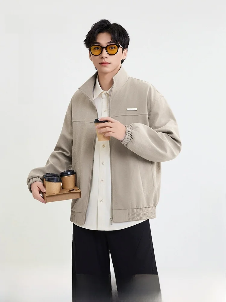 

Faionable Свободная мужская кожаная бархатная рабочая футболка Jaet, осень 2024, Happin 50282, длинная све, молодежная футболка с застежкой-молнией