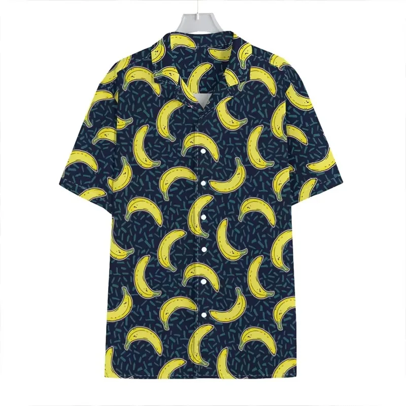 3d Print Fruit Yellow Peach Pattern Aloha Shirt For Men Women Summer Casual Plus Size Beach Shirts Mens Hawaii Holidays Blouse