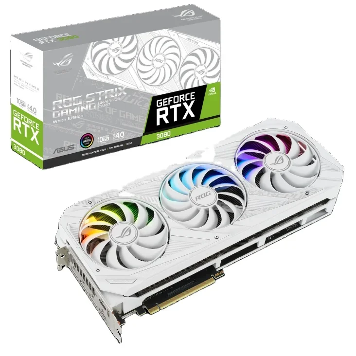 A para tarjeta GPU blanca ROG STRIX RTX3080 LHR 10g usada, tarjeta de juego Geforce 30 Series 3080