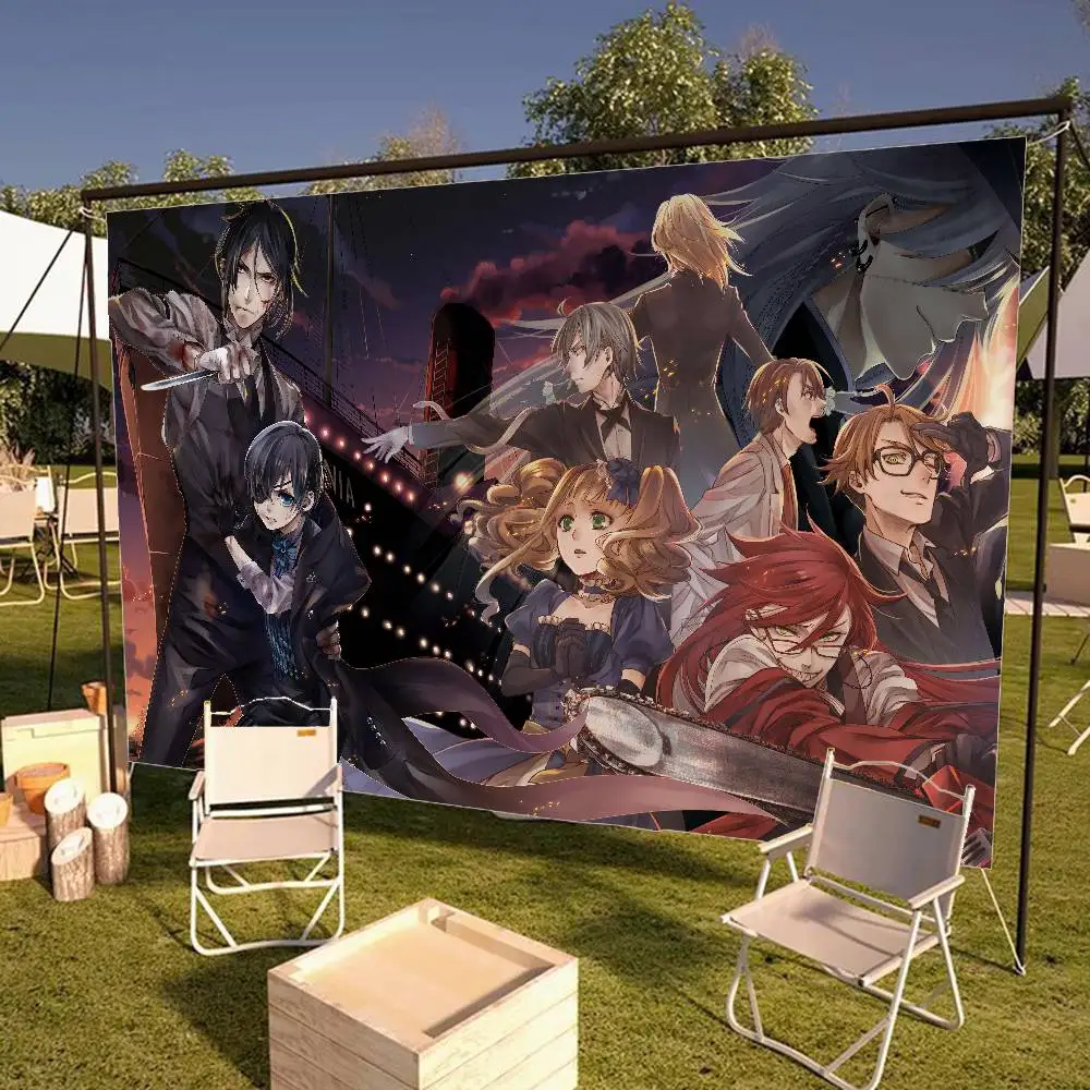 Anime Black Butler Creative Pattern Hanging Flag Polyester Printed Banner Hand Pulled Flag