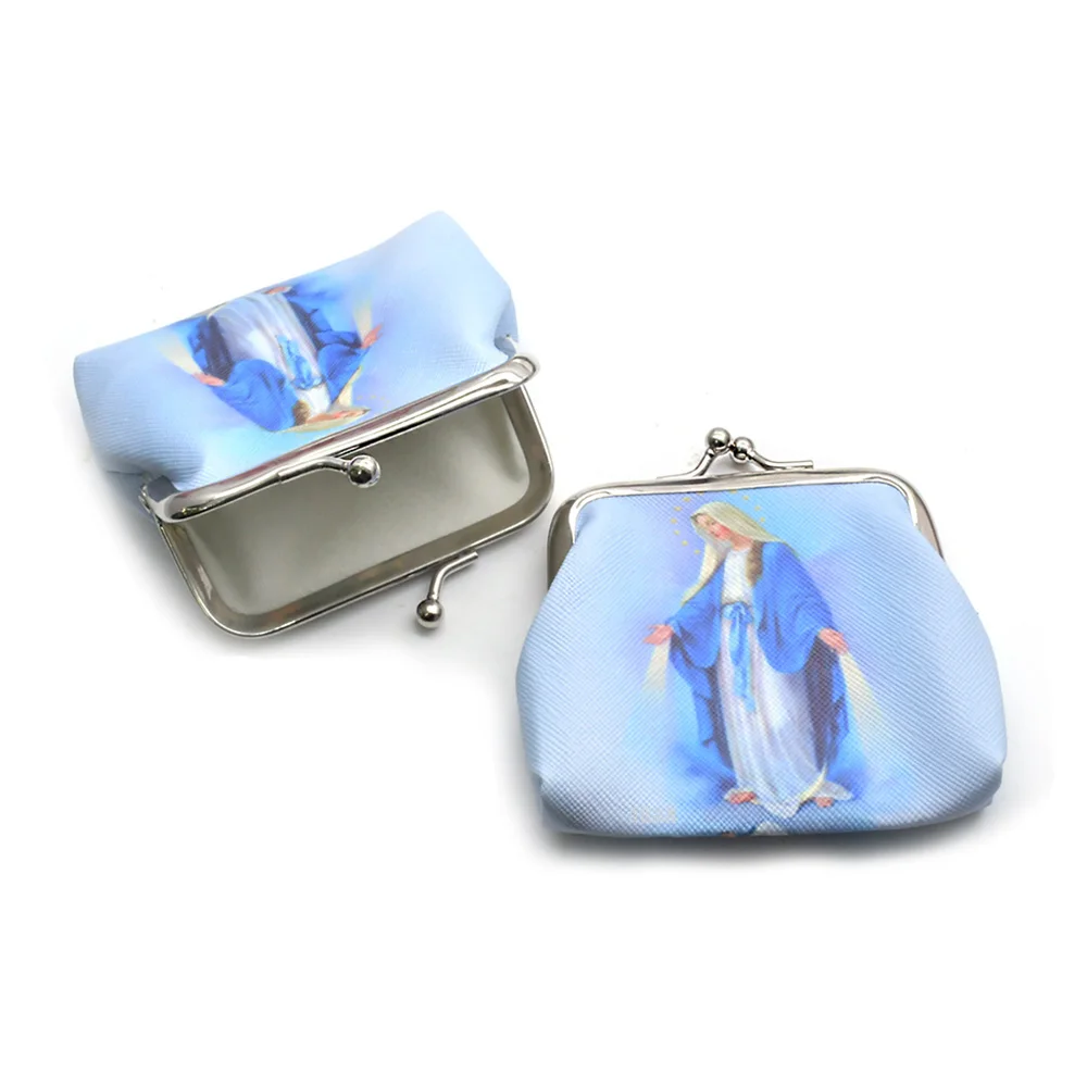 

Blue 8.8 CM Madonna Clip Buckle Rosary Bag Holy Relic Gift Bag Coin Purse