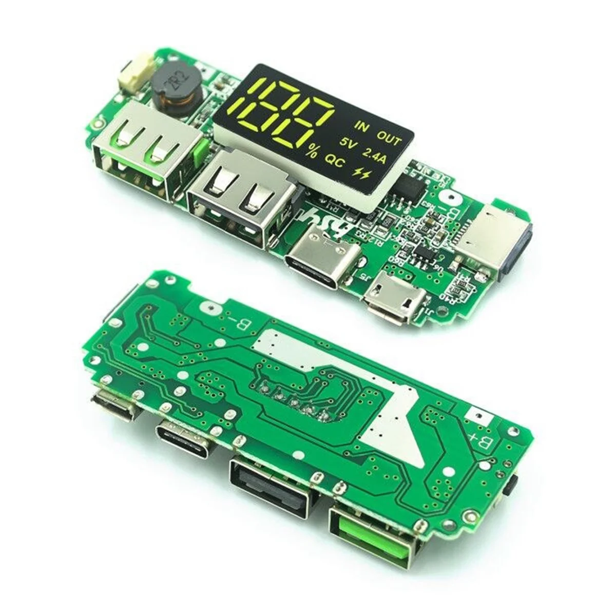 A51I 18650 Lithium Battery Digital Display Charging Module 5V 2.4A Three Charging Port with Display Boost Module