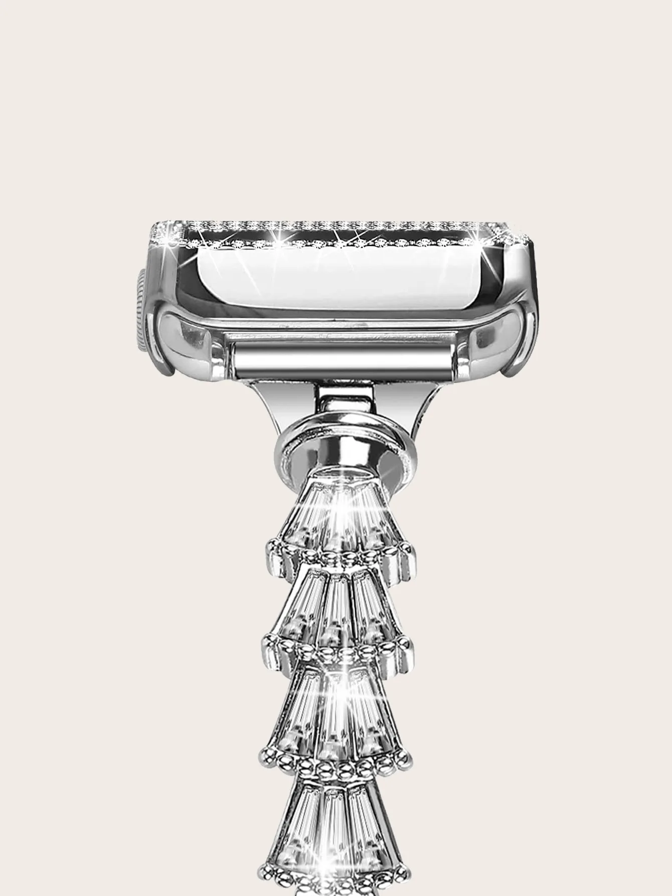 Metal Diamond Strap+Glass Case for Apple Watch 8 7 45mm 44mm Women Bracelet Wristband for iWatch 6 5 4 3 SE 42mm 41mm 40mm 38mm