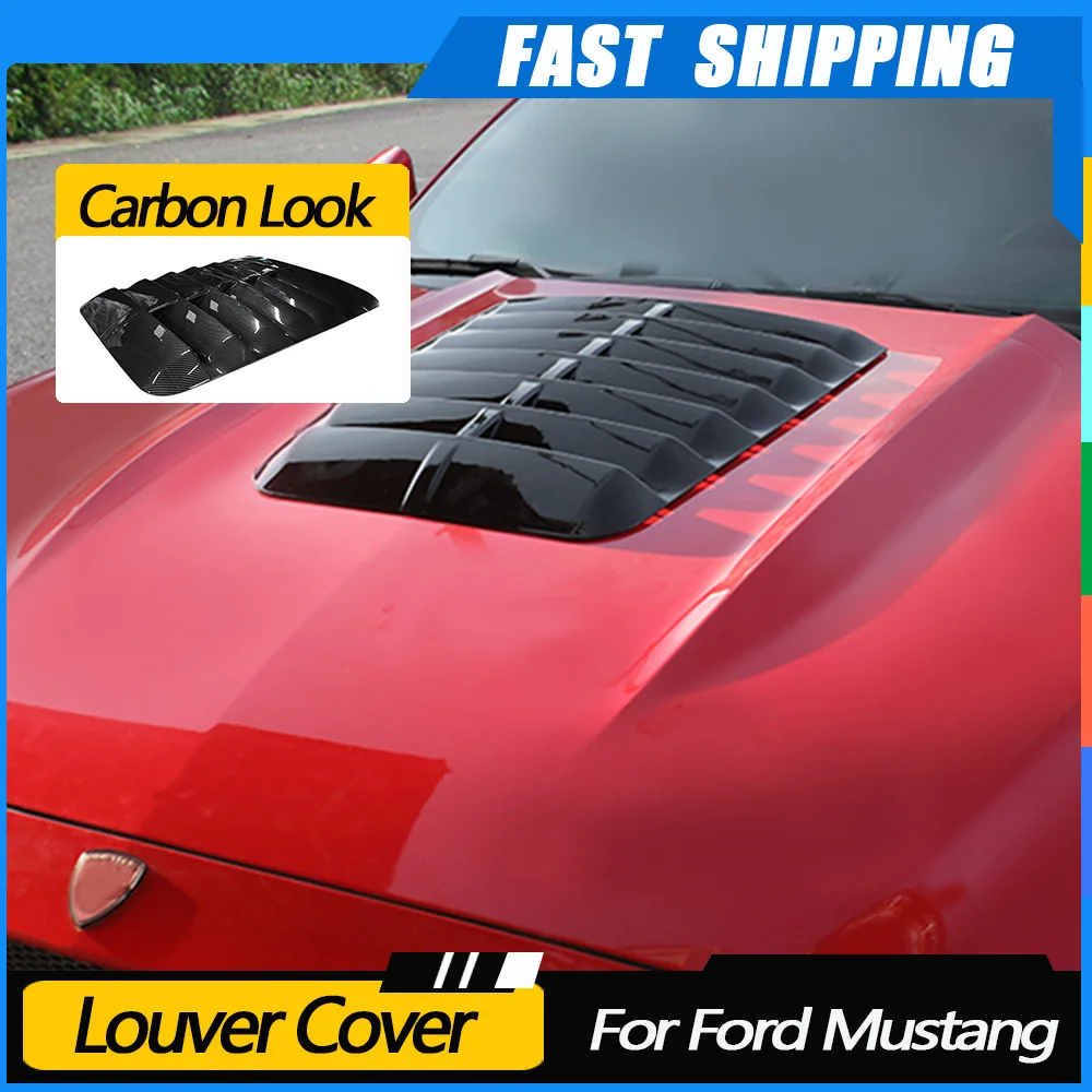 

JMCARCOOL ABS Carbon Look Material Front Engine Hood Cover louver Car Decoration For Ford Mustang GT500 2015-2017/2018-2020