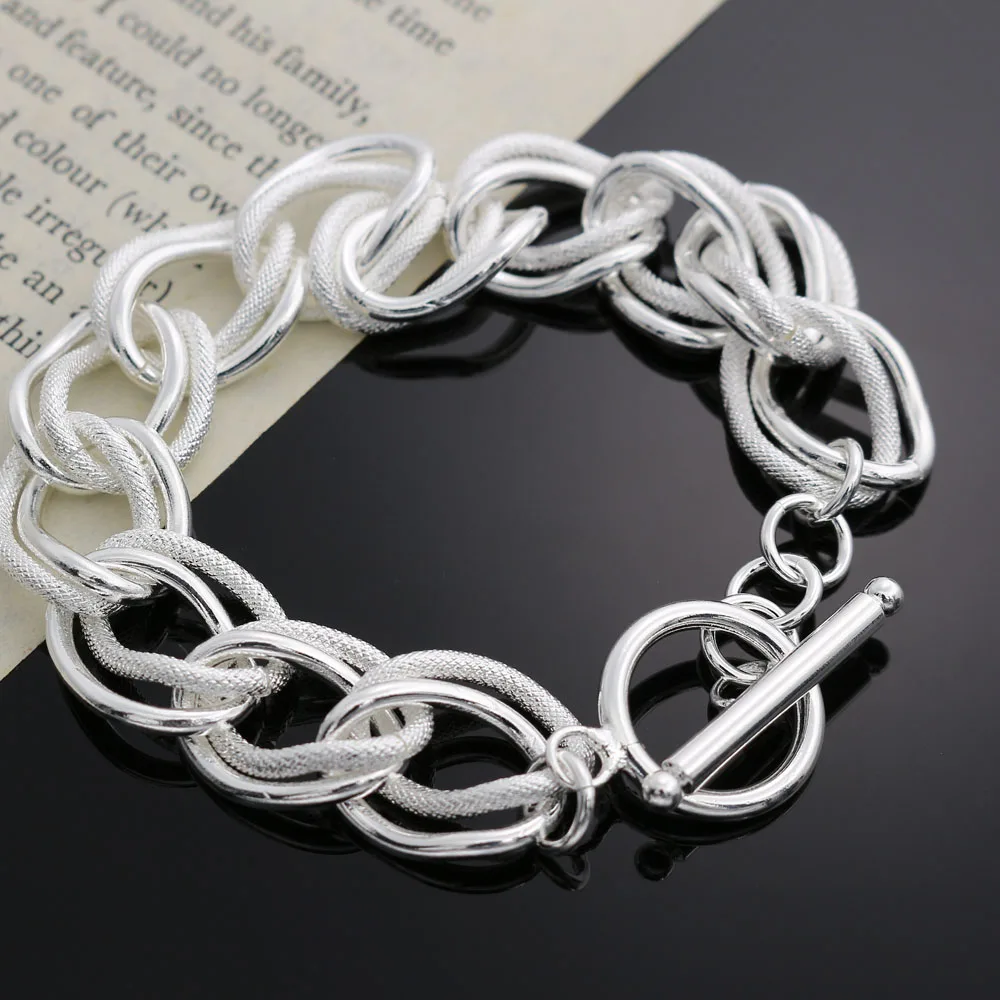 925 Sterling Silver beautiful Double twist chain Bracelets For Women fashion party Wedding accessories Jewelry Holiday gifts