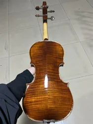 ACTUAL PHOTO Highly Flamed Solid 4/4 Violin Cкрипка 4/4 كمان 바이올린 Hand Made Musical Instrument w/ Case 4/4 240913-03