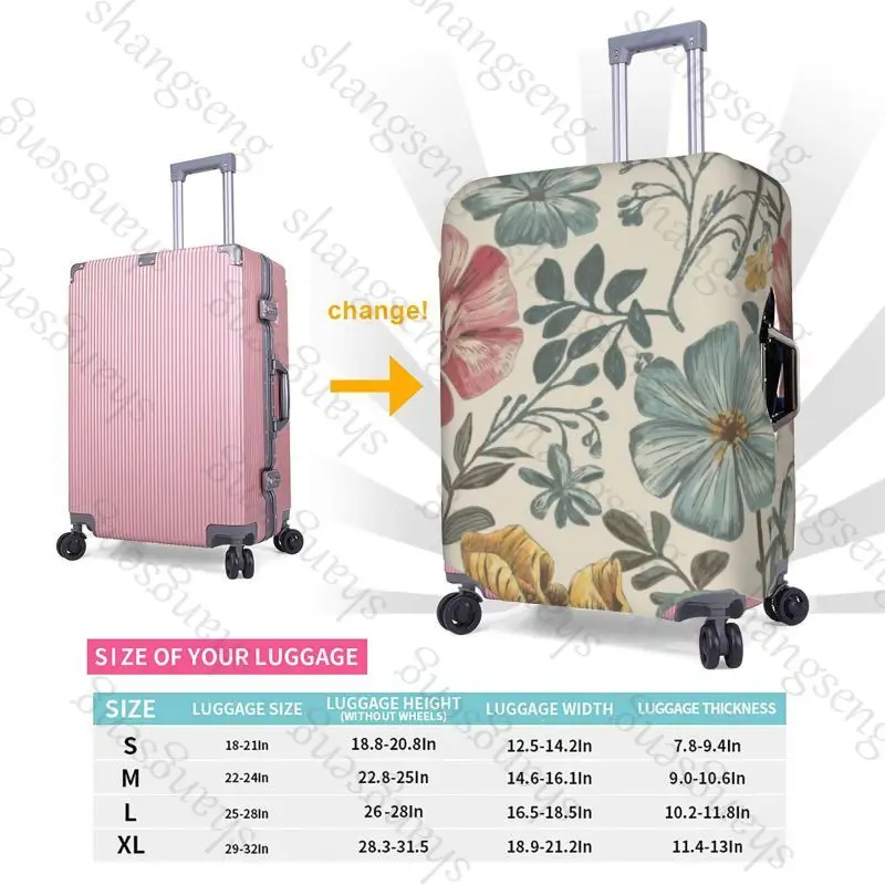 حقيبة واقية لحقيبة السفر فلاور ريترو، غطاء حقيبة السفر، حماية مرنة، غطاء أمتعة قابل للغسل، 18-32 بوصة #4