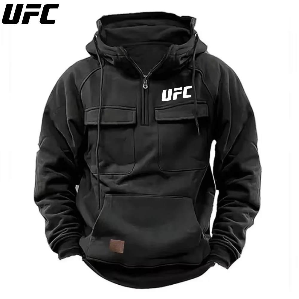 UFC الرجال مقنعين البلوز بلون الرجل قوي متعدد جيب البلوز الخريف والشتاء نمط عارضة الراقية البلوز #2