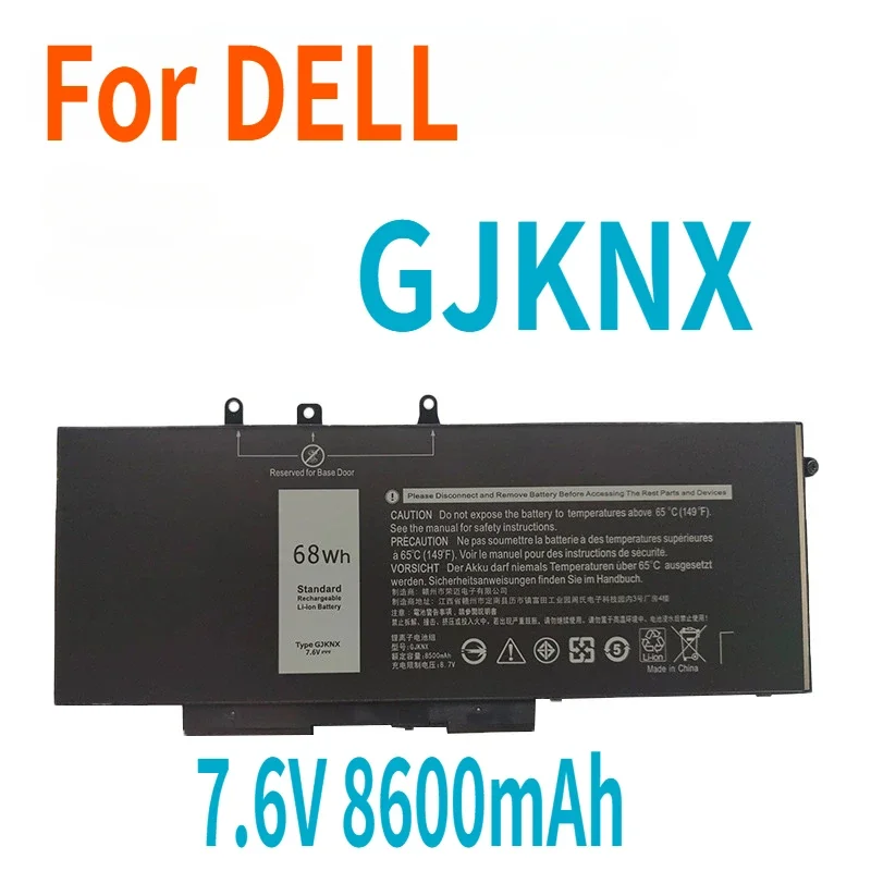 

GJKNX Battery For DELL Latitude E5480 5580 5490 5590 For DELL Precision M3520 M3530 GD1JP DY9NT 68WH 7.6V Laptop