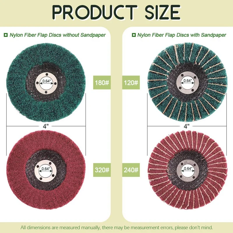 8PCS 4 Inch Nylon Fiber Flap Discs Set 120 180 240 320 Grit Sanding Grinding Buffing Wheels for Angle Grinder Paint Removal