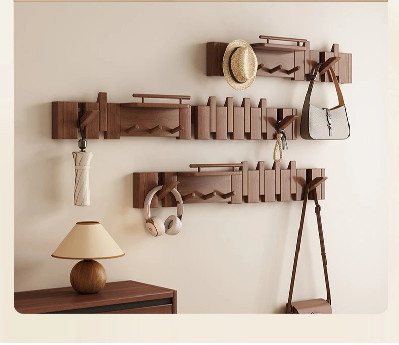 Klavierförmiger Kleiderbügel, Wandhaken, zusammenklappbar, aus massivem Holz, multifunktionaler Kleiderbügel für Eingangstüren – Detail 10