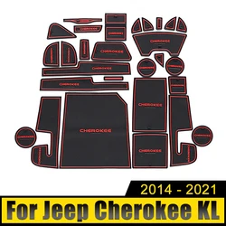 Dla Jeep Cherokee KL 2014 2015 2016 2017 2018 2019 2020 2021 mata wyściełająca do schowków w samochodzie klocki poduszka pod kubek naklejki nie-maty antypoślizgowe akcesoria