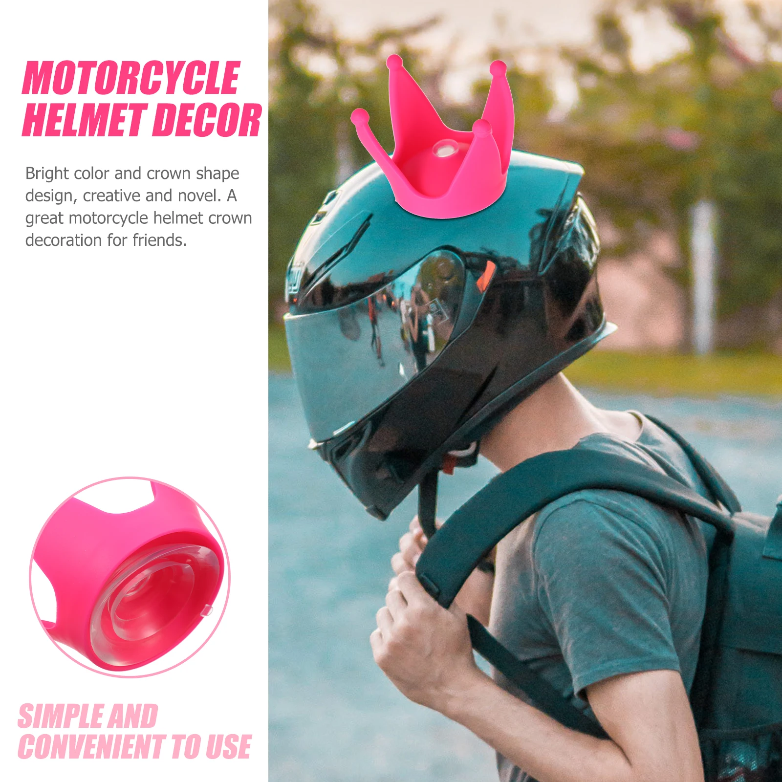 

Motorcycle Decoration Silicone Suction Cup Ornament Horns Bright Stretchable Durable Premium Accessory Rosy