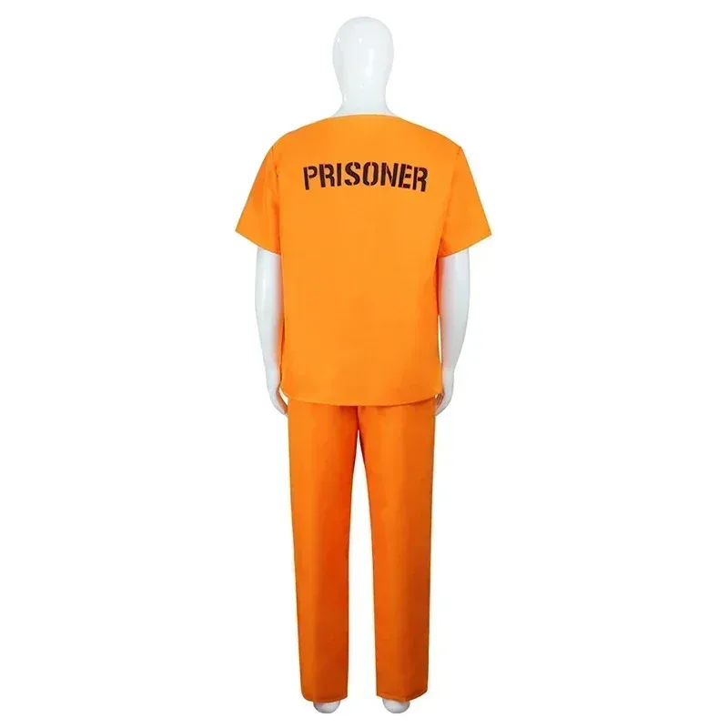 

asdh8@Men New Black Convict Halloween Cosplay Adult Orange Prison Uniform CostumeCOSda@
