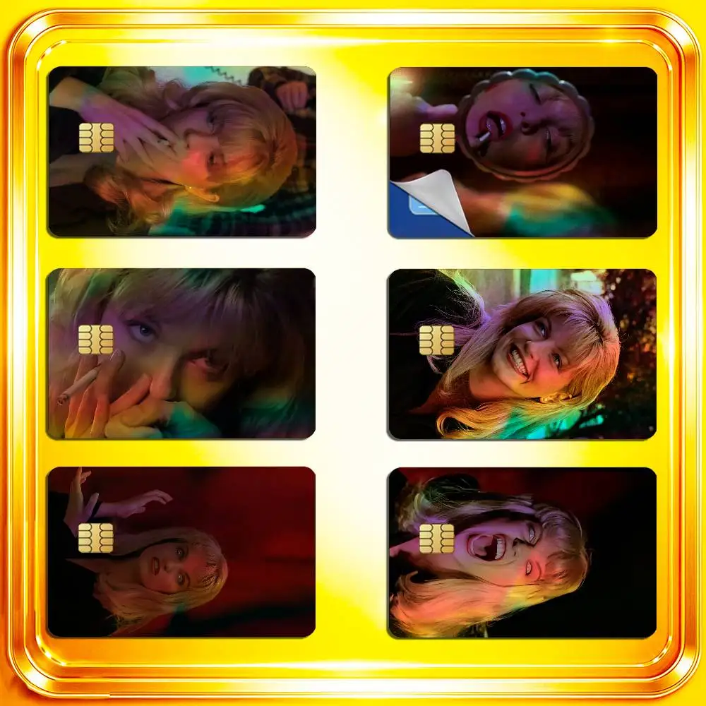For Twin Peaks Laura Palmer Sheryl Lee Credit Bank Sticker ID Access Card Cover Skin Rainbow Color Laser Stickers Film