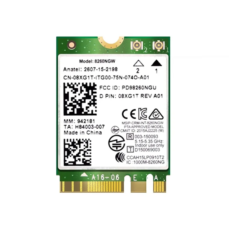 Módulo de cartão wi-fi requintado-8260 8260NGW 2.4G/5Ghz 867M Bluetooth 4.2 AC8260 NGFF M. 2 cartão sem fio + antena 2X8DB