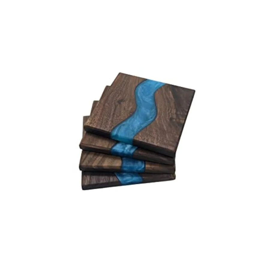 

Wood Coaster Set for Drinks Handmade with Dark Walnut and Natural Wood Sealant Finish for Water Resistance, Easy Cleaning and N