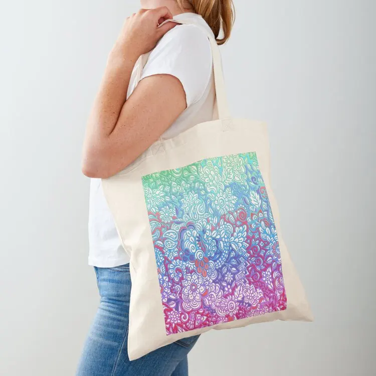 Fantasy Garden Rainbow Doodle Tote Bag Large bags for women Eco bag bags woman 2025 hand bag