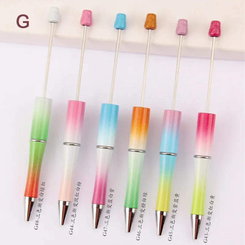 20pcs Creative Plastic Beaded Ballpoint Pen Beadable Pens Gradient Pens for Writing Back To School Stationary School Supplies