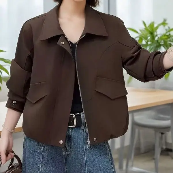 Spring Autumn 2027New Short Jacket Women Korean Fashion Tooling Coat Casual Western-style Outwear Joker Slim Overcoat Female Top
