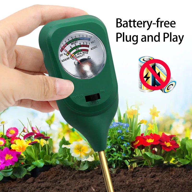 pH, Acidity, Alkalinity Tester Soil Three-in-one Detection Pointer Type Fertility Meter for Measuring Moisture