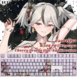 Camellya 108 Keycaps Wuthering Waves PBT DYE Sublimation Light Transmitting Cherry MX Cross Axis Switch for Mechanical Keyboard