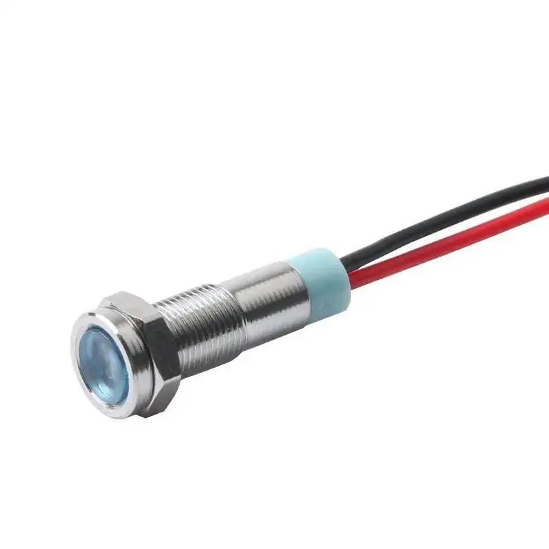 

6mm Metal Indicator Light LED Signal Light Line Length 15cm Plane Indicator Light Red Green Yellow Blue White 6V12V24V