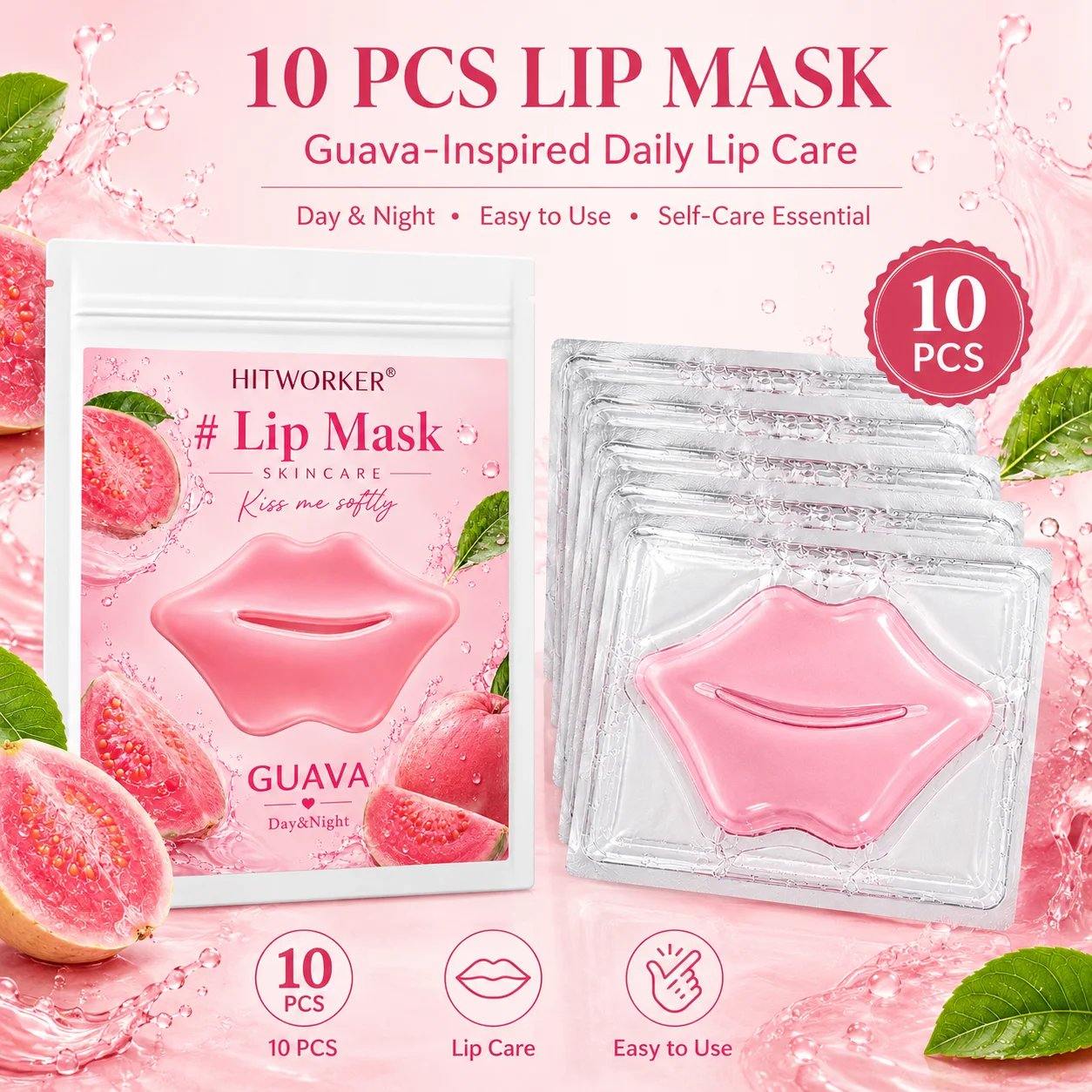 Skincare Routine - 10 stuks Guava Lip Skincare Maskers,